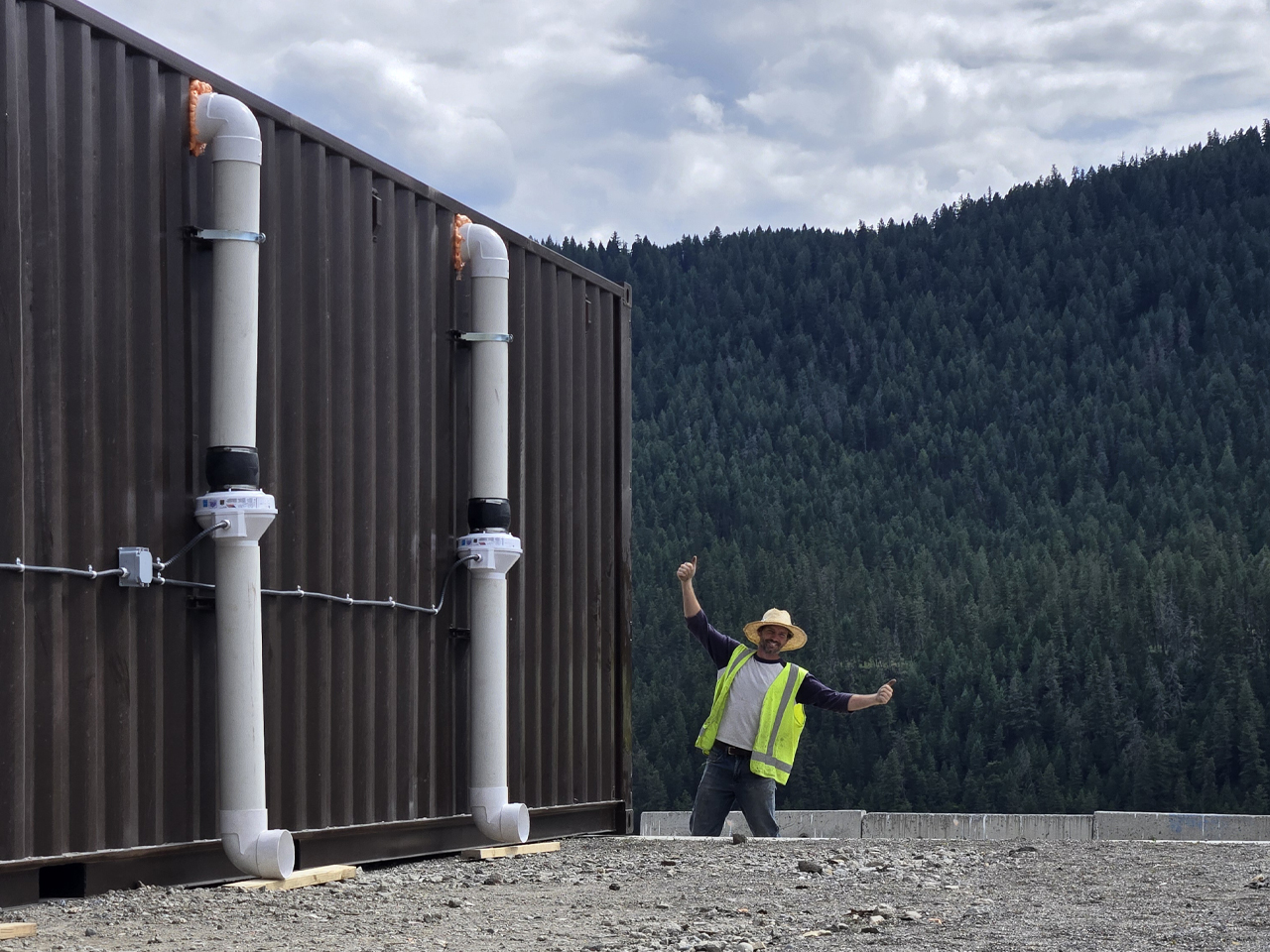 Cariboo Earth Flow Commissioning Celebration showing aeration exhaust ventilation